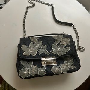 MICHAEL KORS FLORAL DENIM CHAIN PURSE